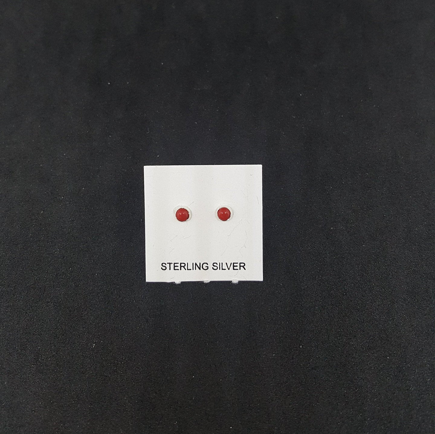 2 mm round Coral sterling silver stud earrings