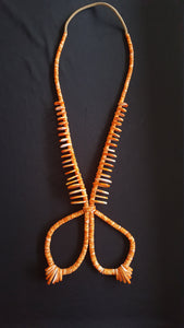 28 inches Jacla Spiny Oyster chips on a rope beaded necklace
