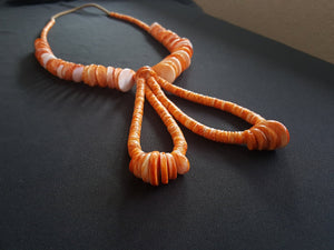 28 inches Jacla Spiny Oyster chips on a rope beaded necklace