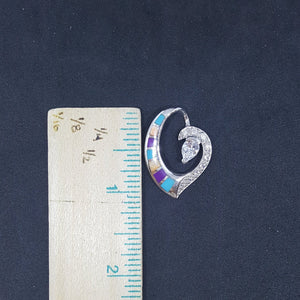 Little Heart Multi-stones sterling silver pendant necklace