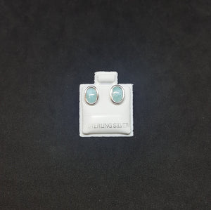 Oval Larimar sterling silver post earrings