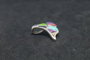 Whale Tail multi-stones sterling silver pendant necklace