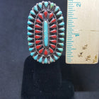 Size 6 - Large Cluster Turquoise Coral sterling silver ring
