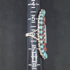 Size 6 - Large Cluster Turquoise Coral sterling silver ring