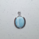 Simple Oval Blue Larimar sterling silver pendant necklace
