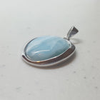 Simple Oval Blue Larimar sterling silver pendant necklace