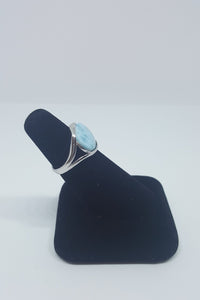 Size 7 - Oval Blue Larimar sterling silver ring