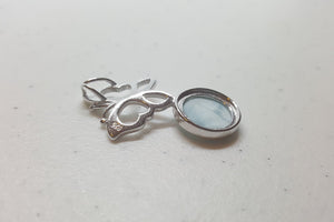 Butterfly on the Moon Blue Larimar round shape sterling silver pendant necklace