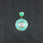 Round 4 pedals Flower Blue Fire Opal CZ sterling silver pendant necklace
