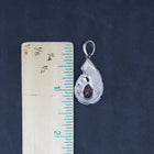 Shiny Shell Opal Garnet CZ teardrop shape  sterling silver pendant necklace