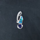 Wavy twisted Opal CZ Tanzanite triangle shape sterling silver pendant necklace