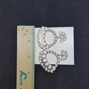 Cluster Flower White Opal Sterling silver stud earrings