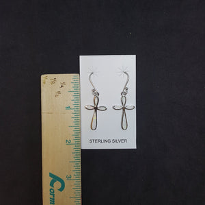 Cross Teardrops White Opal Sterling silver dangle earrings