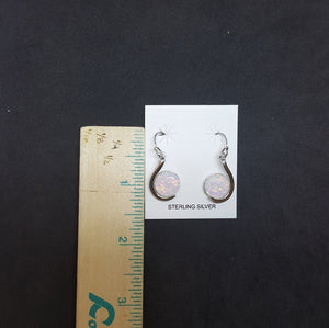 Heat of Two round White Opal Sterling silver dangle earrings