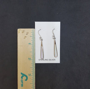 Long thin teardrop White Opal Sterling silver dangle earrings