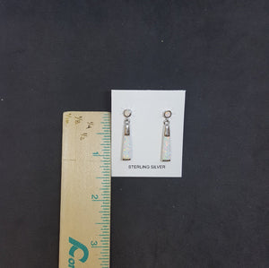 Big I White Opal Sterling silver stud earrings