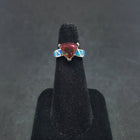 Size 6 1/4 - Blue Fire Opal micro CZ Tourmaline Triangle shape sterling silver ring