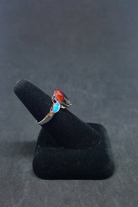 Size 9 - Blue Fire Opal micro CZ Tourmaline Diamond shape sterling silver ring