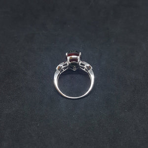 Size 9 - Blue Fire Opal micro CZ Tourmaline Diamond shape sterling silver ring