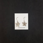 Butterfly with design White Opal Sterling silver dangle earrings