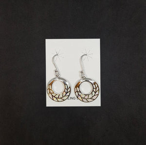 Crescent Leaf White Opal Sterling silver dangle earrings