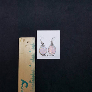 Teardrop White Opal Sterling silver dangle earrings