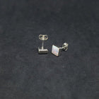 7 mm Square White Fire Opal sterling silver stud earrings