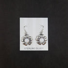 Hibiscus flower 6 mm round White Fire Opal sterling silver dangle earrings