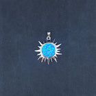 Blue Sun Fire Opal sterling silver pendant