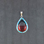 Teardrop Blue Opal Tourmaline sterling silver pendant necklace