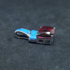 Hat Blue Fire Opal Tourmaline rectangle shape sterling silver pendant necklace
