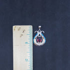 Octopus Blue Fire Opal micro CZ Garnet teardrop shape sterling silver pendant necklace