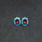 Bear Paw Blue Fire Opal Tourmaline oval shape sterling silver post earrings