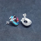 Bear Paw Blue Fire Opal Tourmaline oval shape sterling silver post earrings