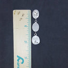3 Stones Purple Fire Opal long thin chain style post earrings