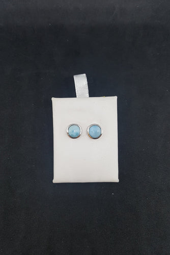 2mm, 4mm, 6mm Round Larimar sterling silver post earrings