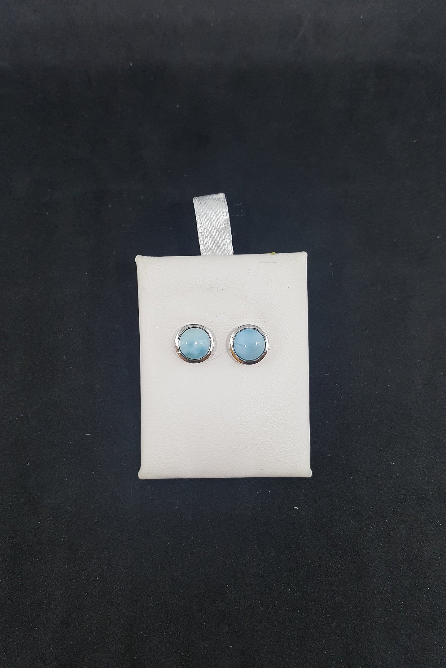 2mm, 4mm, 6mm Round Larimar sterling silver post earrings