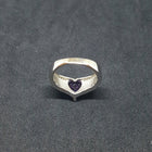 Size 7 1/2 - Blue Fire Opal micro CZ Amethyst Heart shape Royal style sterling silver ring