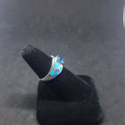Size 8 1/2 - Blue Fire Opal Topaz Oval Shape Sterling Silver ring