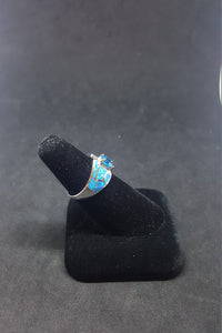 Size 8 1/2 - Blue Fire Opal Topaz Oval Shape Sterling Silver ring