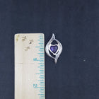 Little Heart Blue Fire Opal Amethyst ellipse shape overall sterling silver pendant necklace