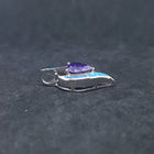Little Heart Blue Fire Opal Amethyst ellipse shape overall sterling silver pendant necklace