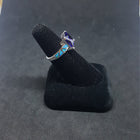 Size 7 1/4 - Blue Fire Opal Tanzanite Squared shape sterling silver ring