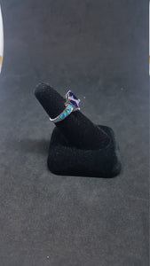 Size 7 1/4 - Blue Fire Opal Tanzanite Squared shape sterling silver ring