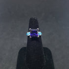 Size 7 1/4 - Blue Fire Opal Tanzanite Squared shape sterling silver ring