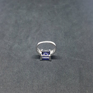 Size 7 1/4 - Blue Fire Opal Tanzanite Squared shape sterling silver ring