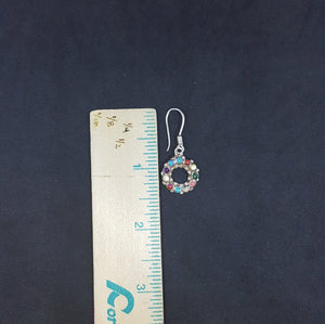 Cluster multi-stone dots round shape sterling silver dangle earrings