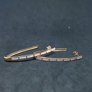 Bow Shape Fire Opal multi-color rose gold plated sterling silver  stud earrings
