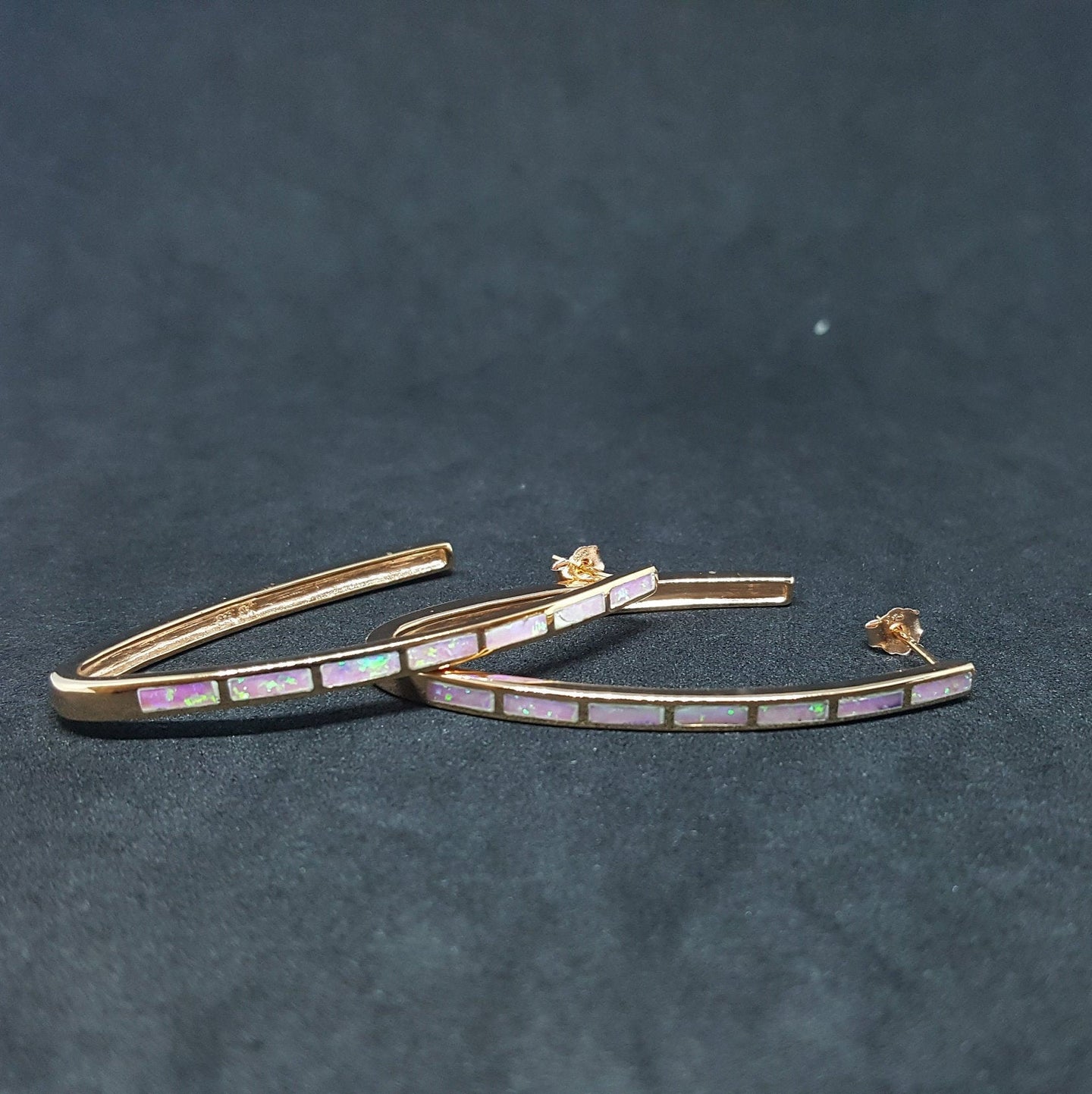 Bow Shape Fire Opal multi-color rose gold plated sterling silver  stud earrings