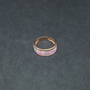 Size 7 1/2 - Simple Pink Fire Opal rose gold plated sterling silver ring
